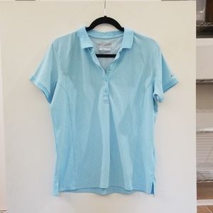 Columbia blue polo golf collared shirt